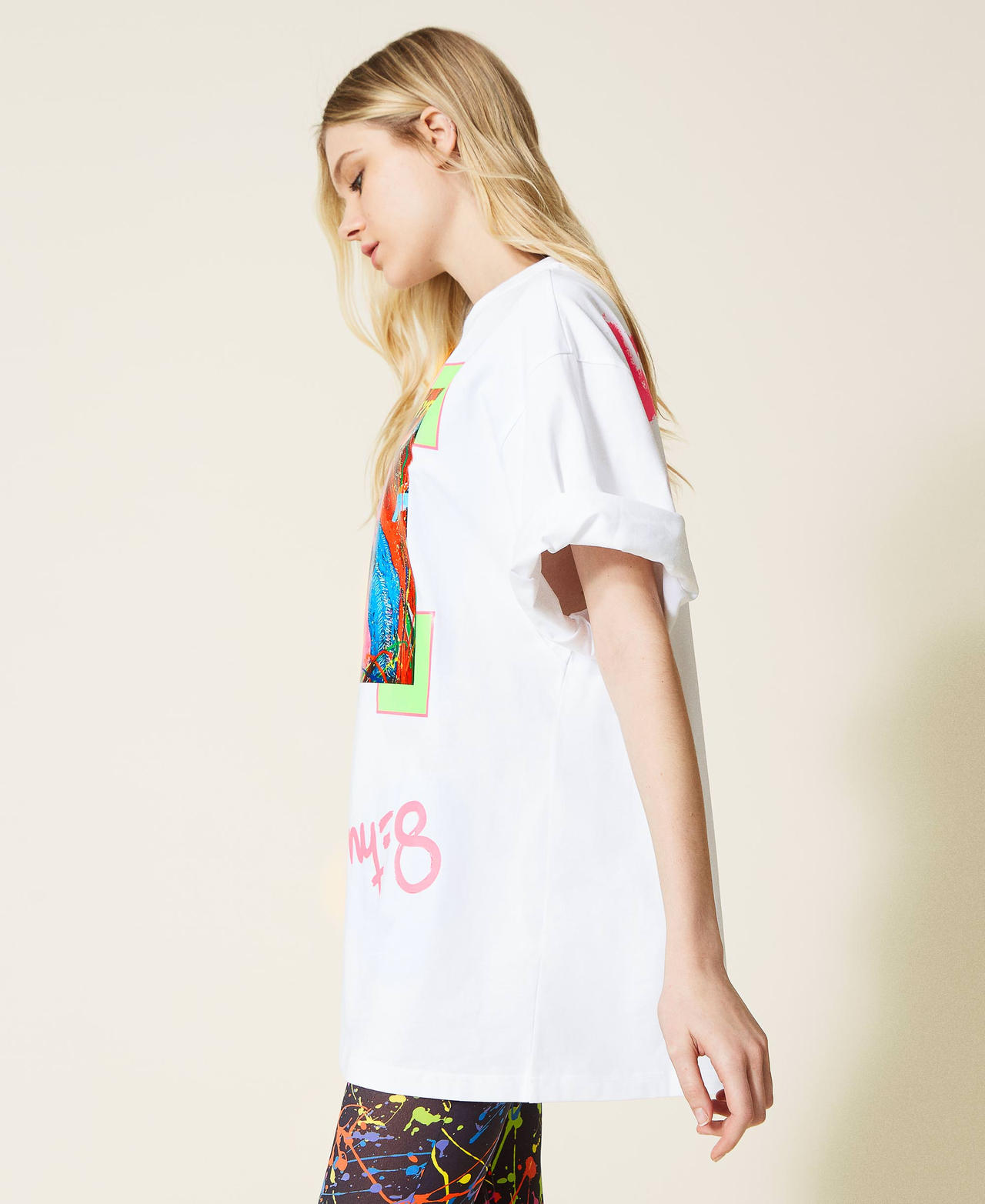 T-Shirt mit Pandaprint von Myfo Weiß Unisex 999AQ2094-02