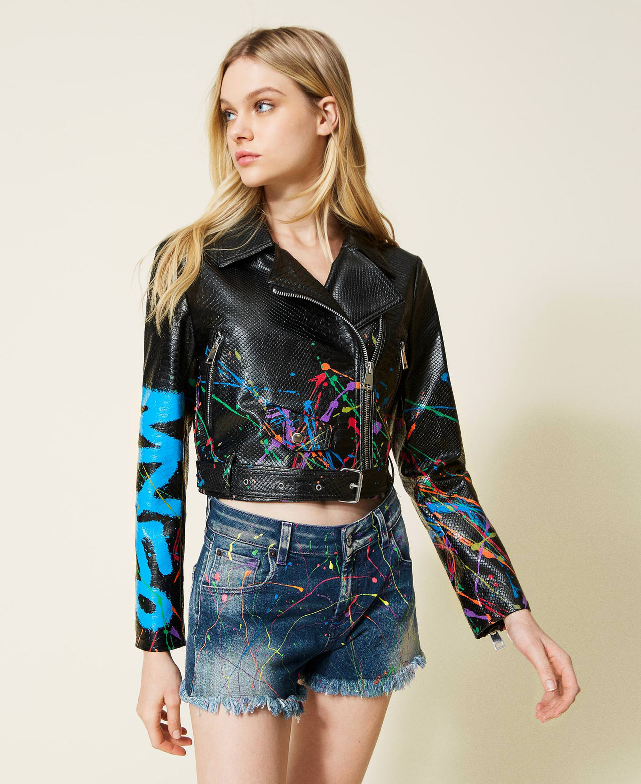 Blouson perfecto Myfo peint &agrave; la main