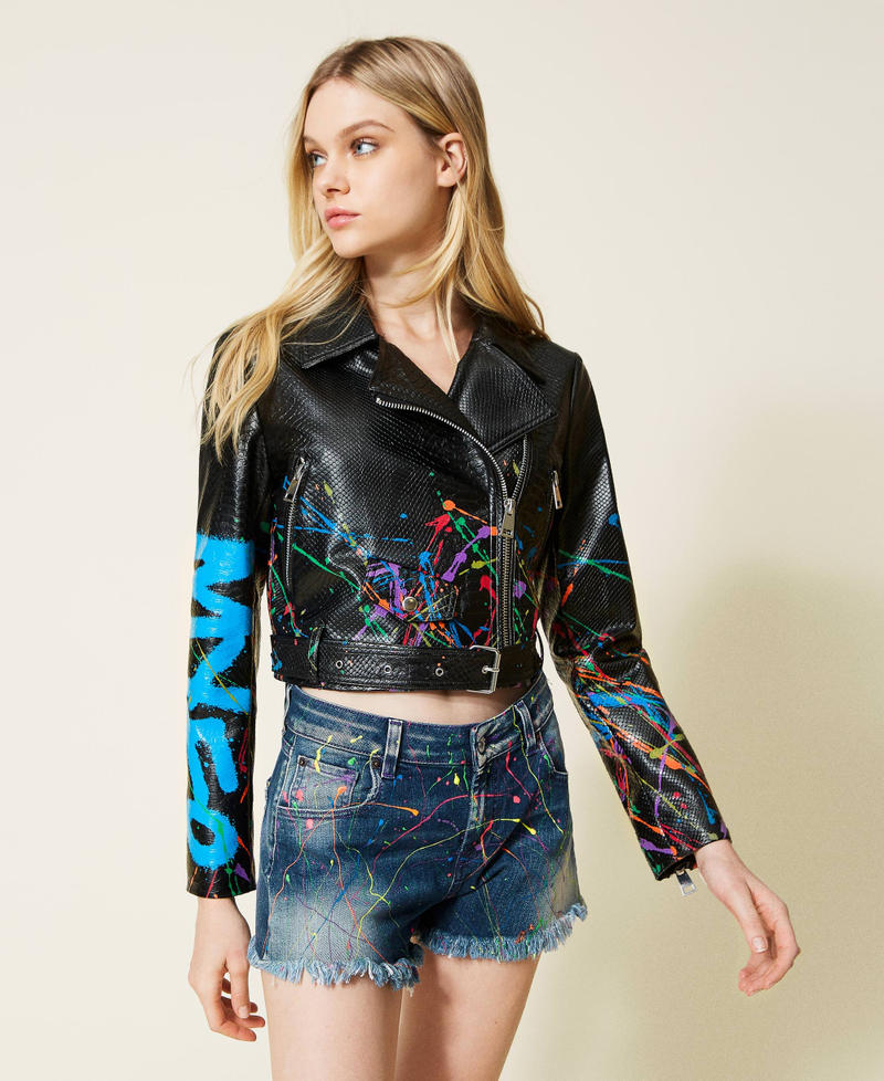 Blouson perfecto Myfo peint &agrave; la main