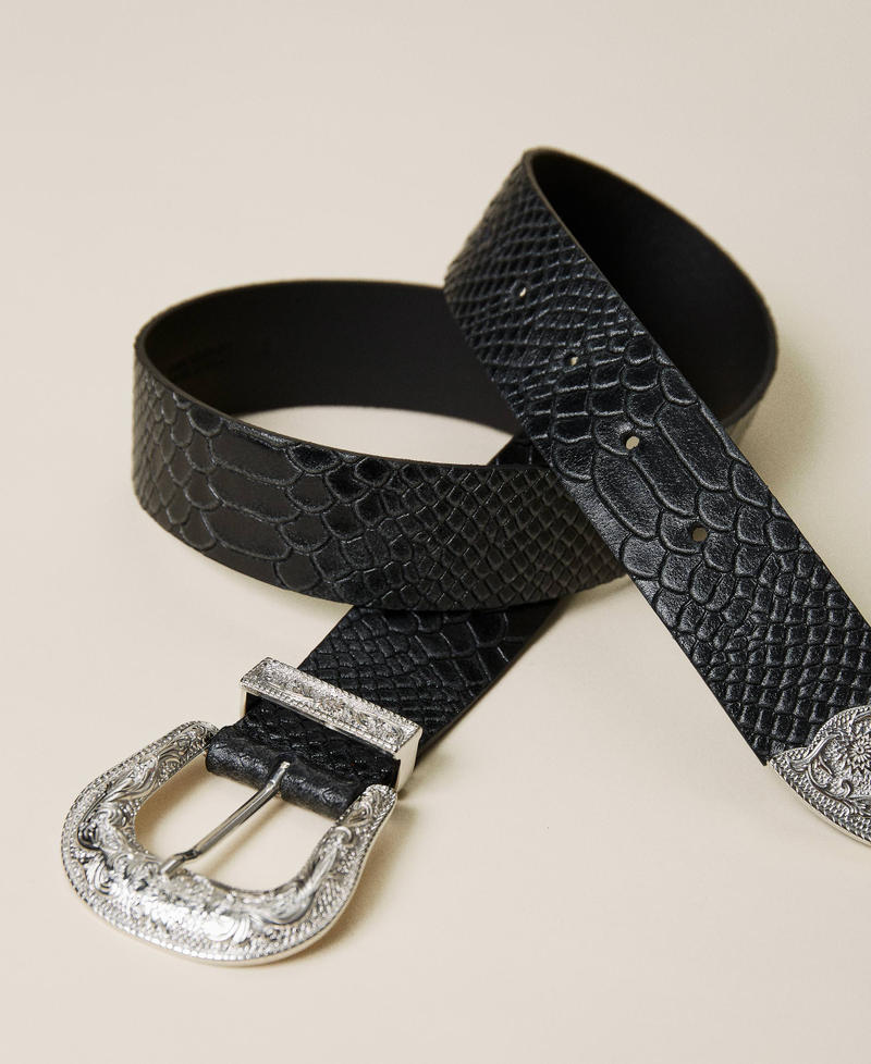 Myfo belt with decorated buckle Black Unisex 999AQ4121-02