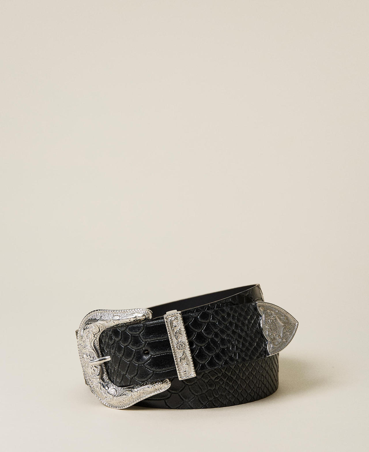 Myfo belt with decorated buckle Black Unisex 999AQ4121-03