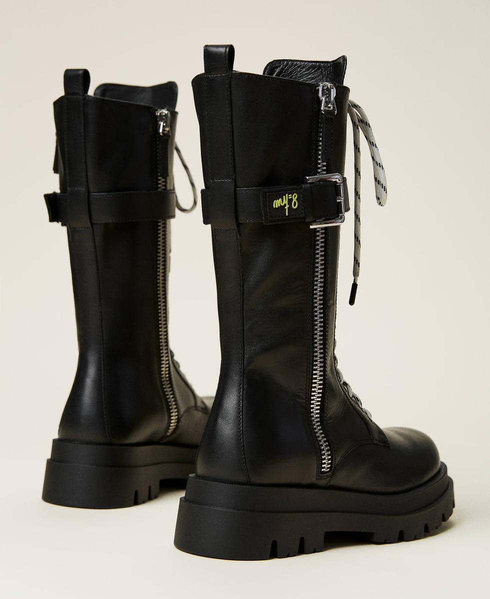 Anfibi alti MYFO in pelle Unisex Nero TWINSET Milano