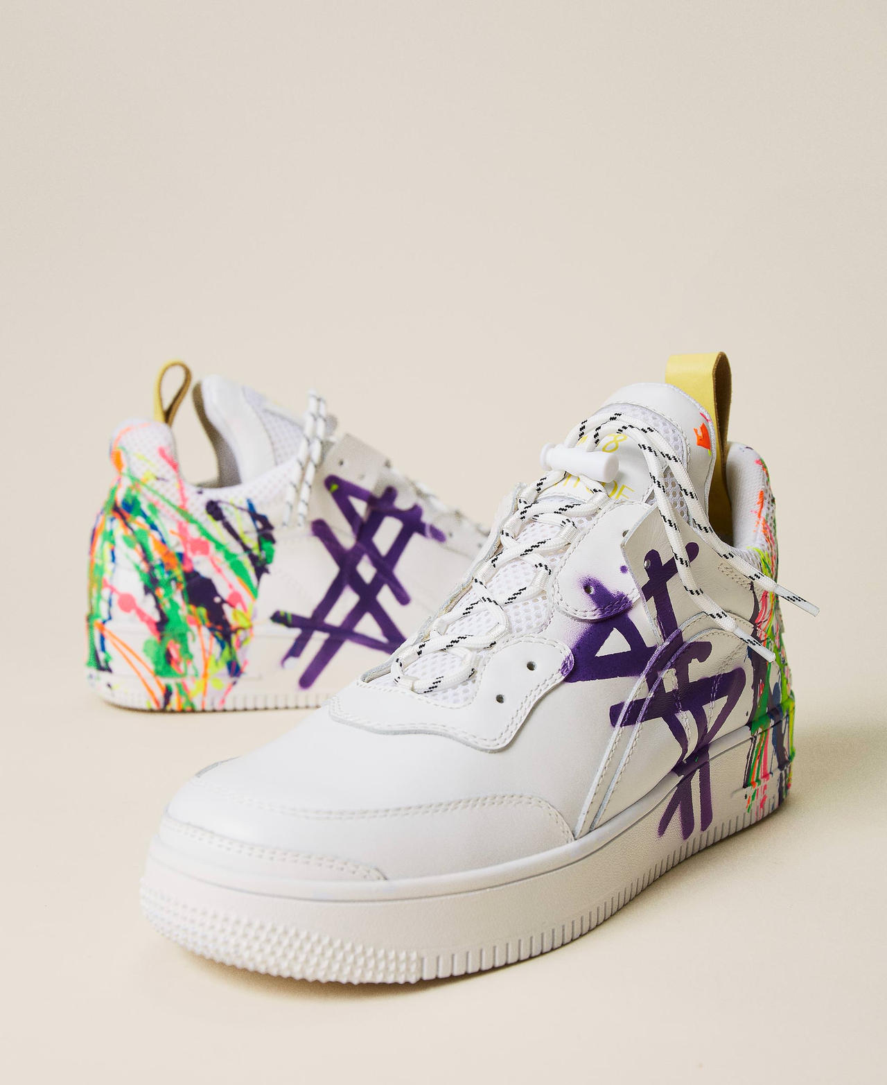 MYFO leather trainers with silk-printed monogram Dollar Print Woman 999AQP156_07036_01