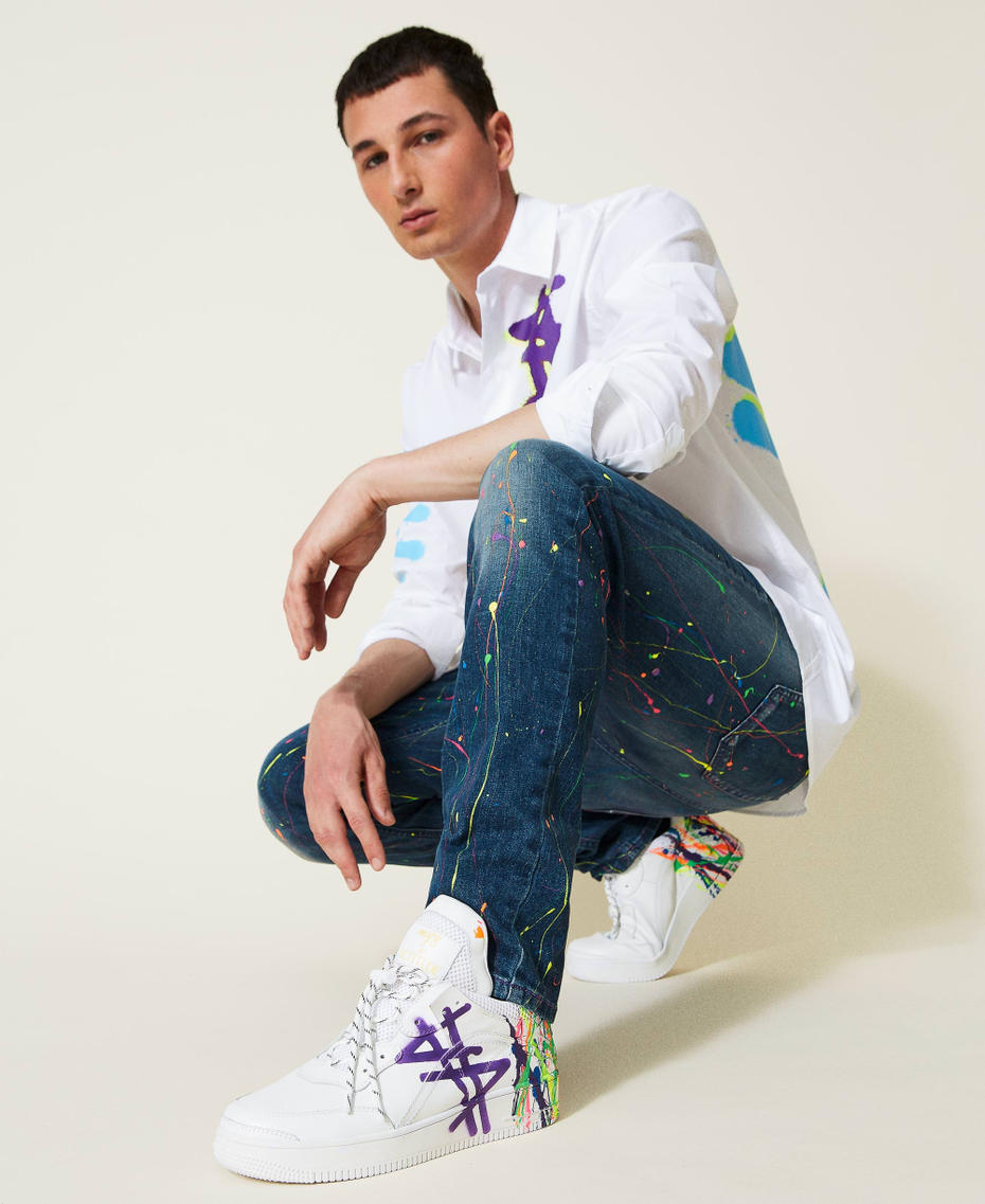 MYFO leather trainers with silk-printed monogram