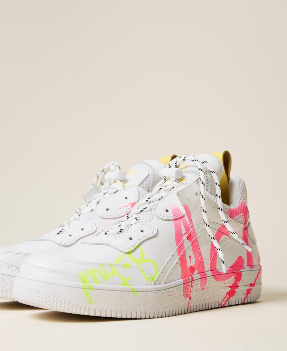 MYFO leather trainers with silk-printed lettering