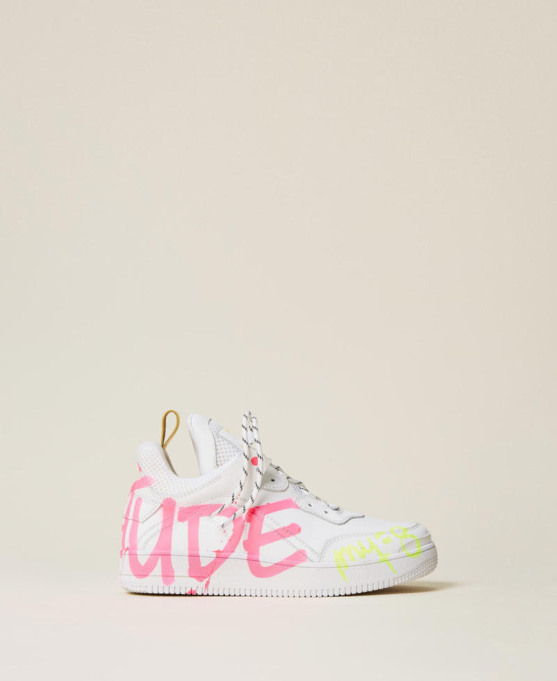 MYFO leather trainers with silk-printed lettering