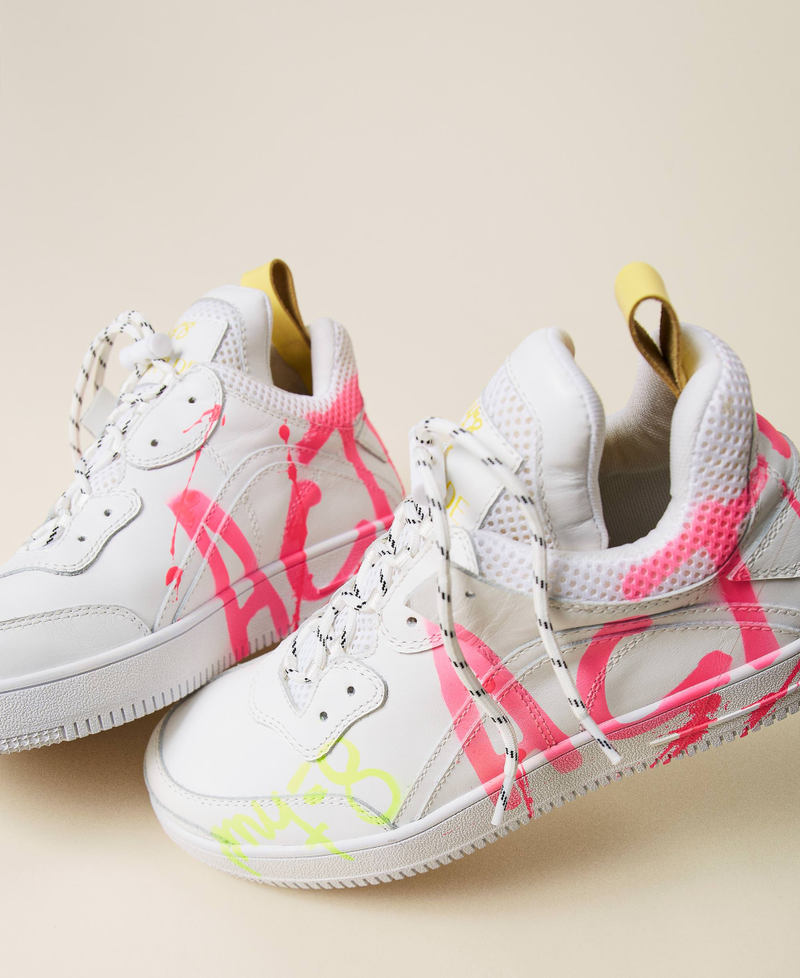MYFO leather trainers with silk-printed lettering
