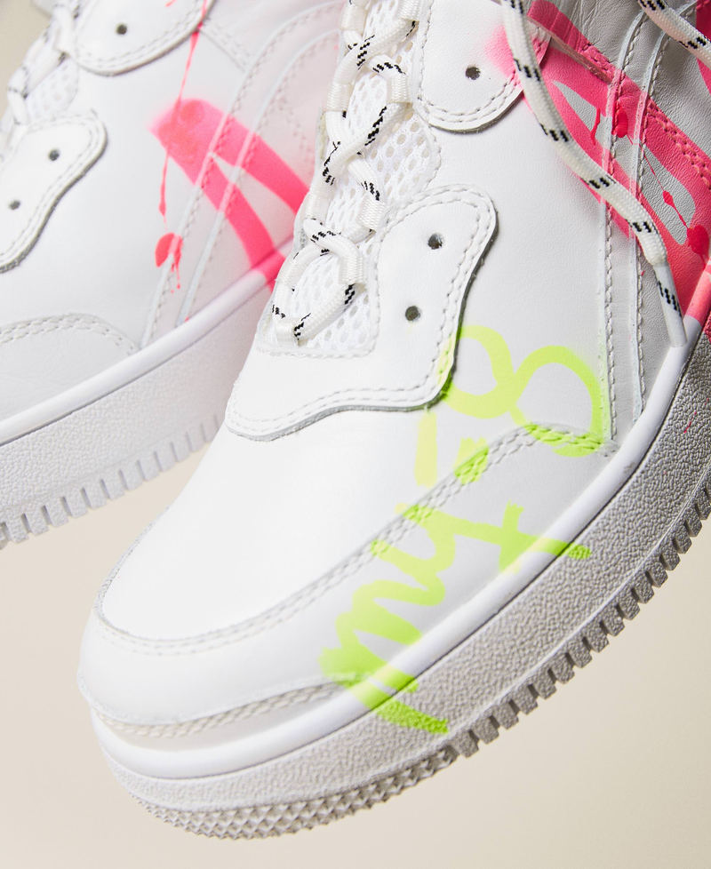 MYFO leather trainers with silk-printed lettering