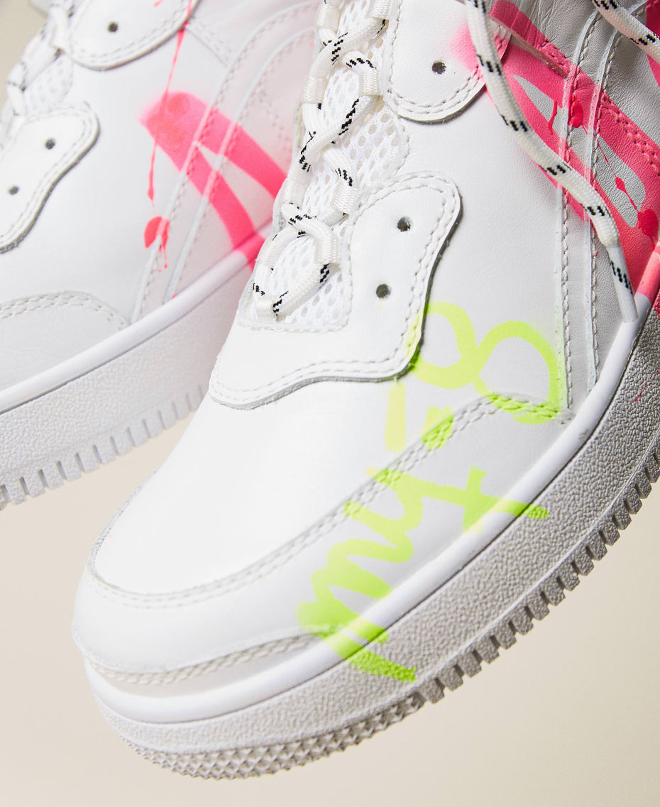 MYFO leather trainers with silk-printed lettering