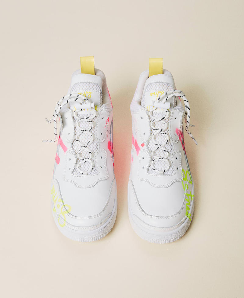 MYFO leather trainers with silk-printed lettering