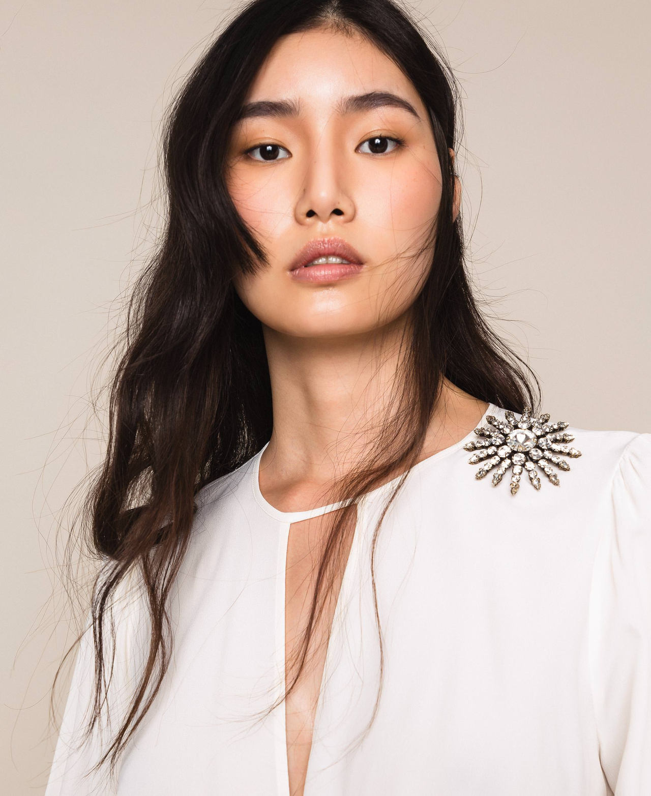 Brosche mit Chatons und Strass