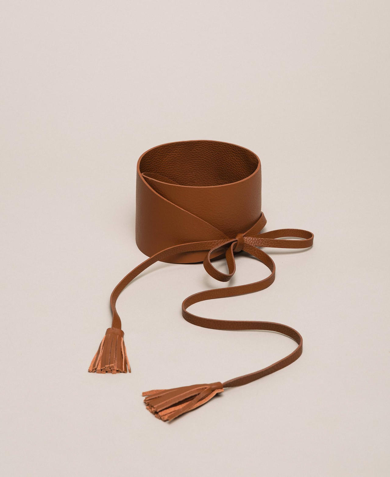 Leather belt with tassels Black Woman 999TA4320-02