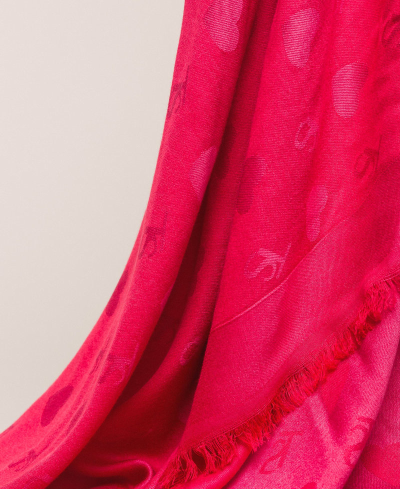 Kefiah sfrangiata con cuori e logo jacquard