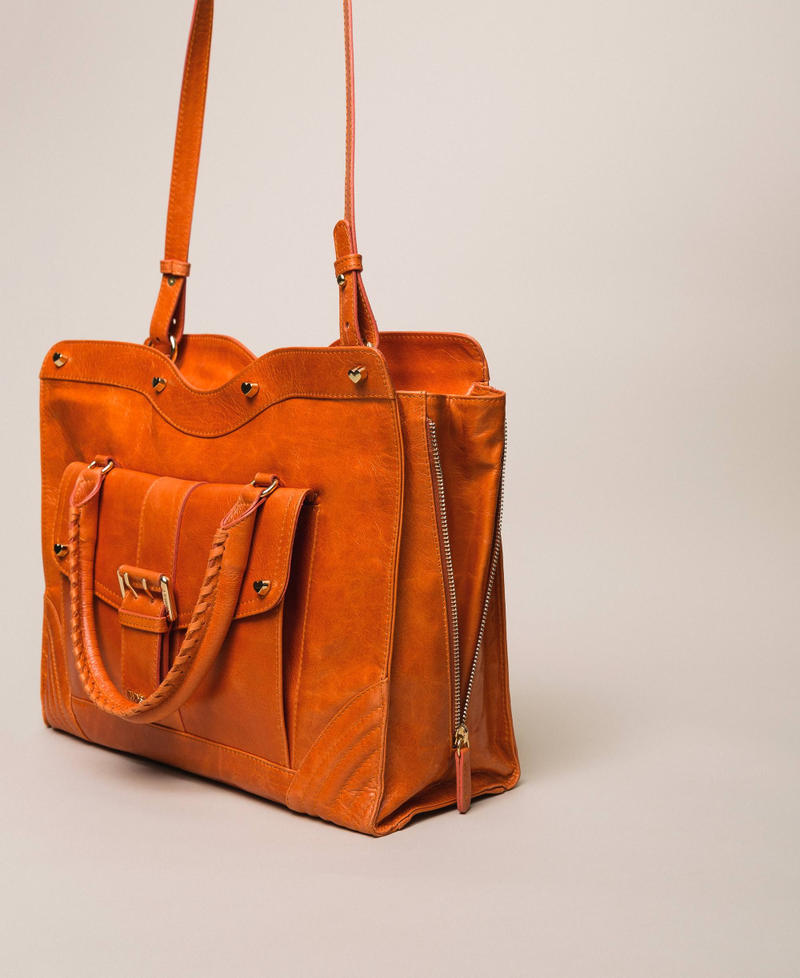 Кожаная сумка-шоппер Rebel с карманом Красный "Яшма" женщина 999TA7235-01