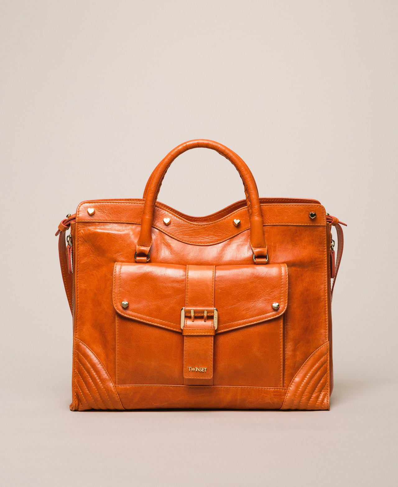 Rebel leather shopper with pocket “Jasper” Red Woman 999TA7235-02