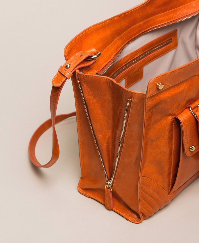 Rebel leather shopper with pocket &ldquo;Jasper&rdquo; Red Woman 999TA7235-06