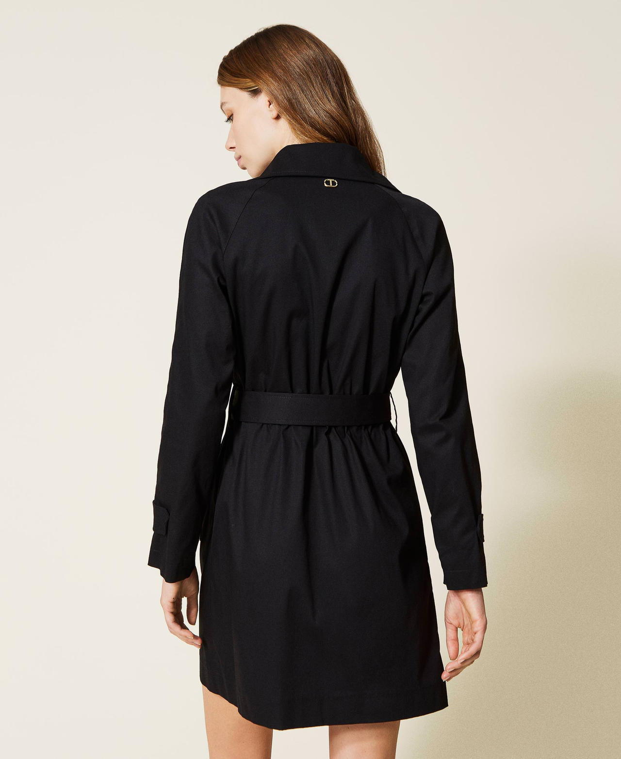 Double breasted gabardine trench coat Black Woman 999TN210A-03