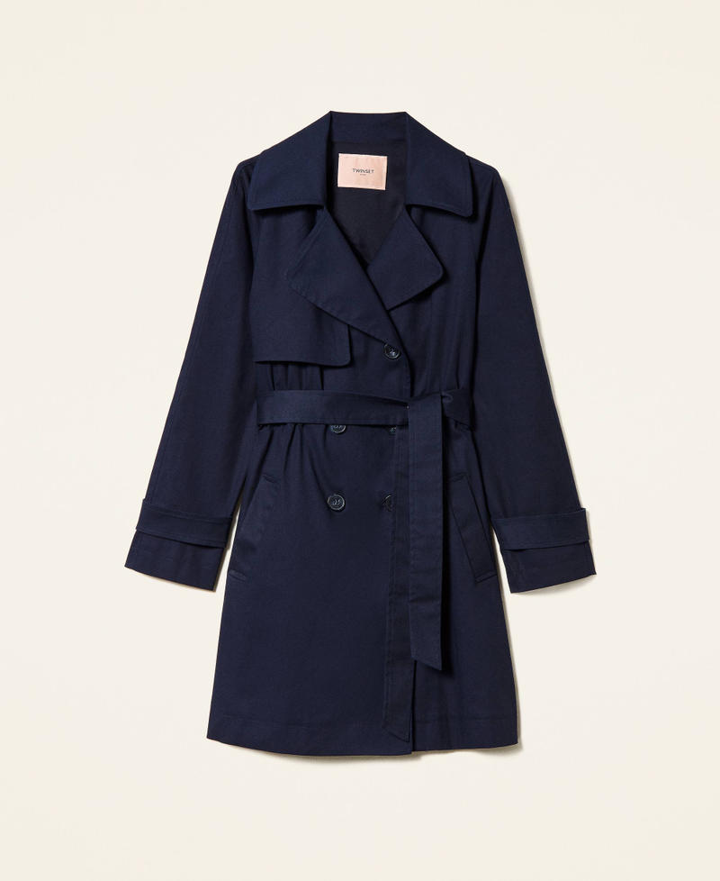 Double breasted gabardine trench coat
