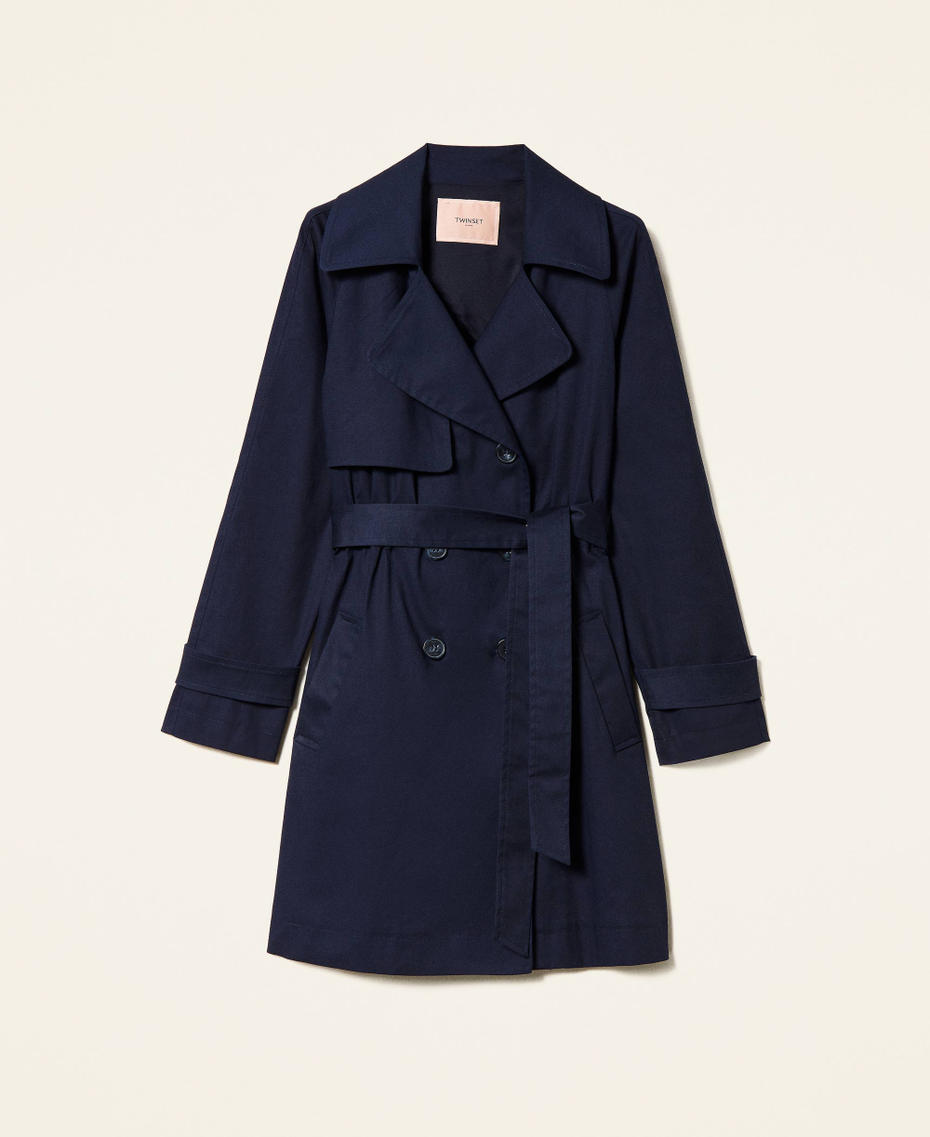 Double breasted gabardine trench coat