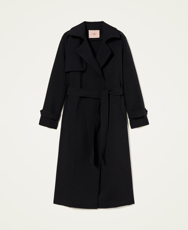 Crêpe trench coat with belt Woman 999TN210F-0S
