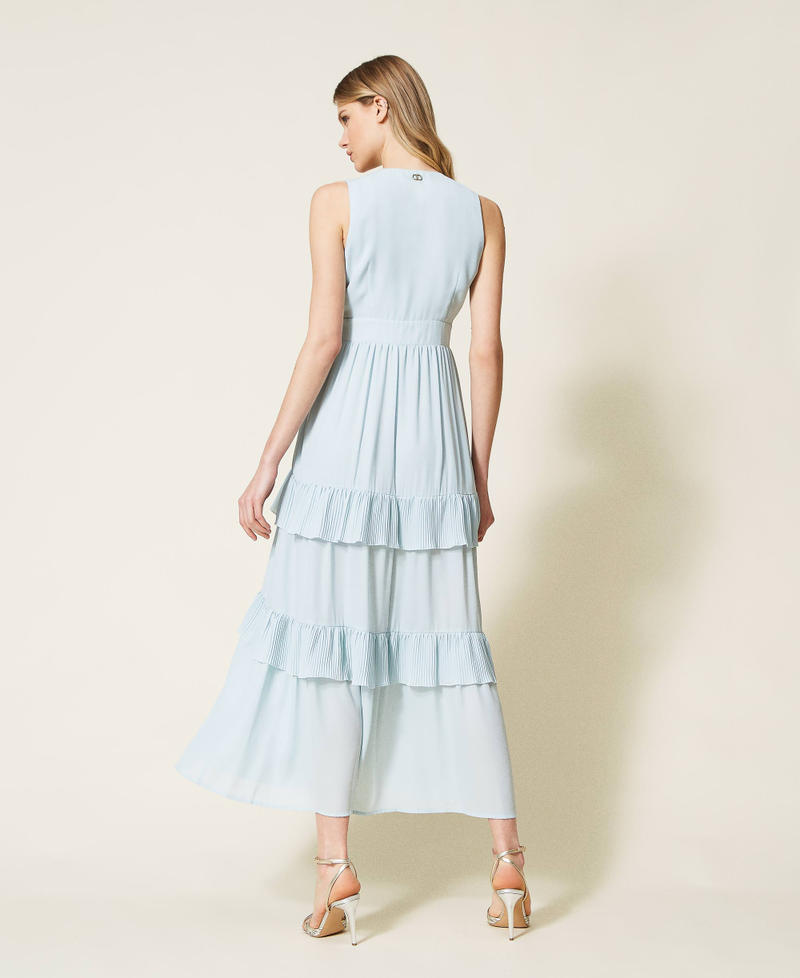 Robe longue en crêpe georgette avec volants