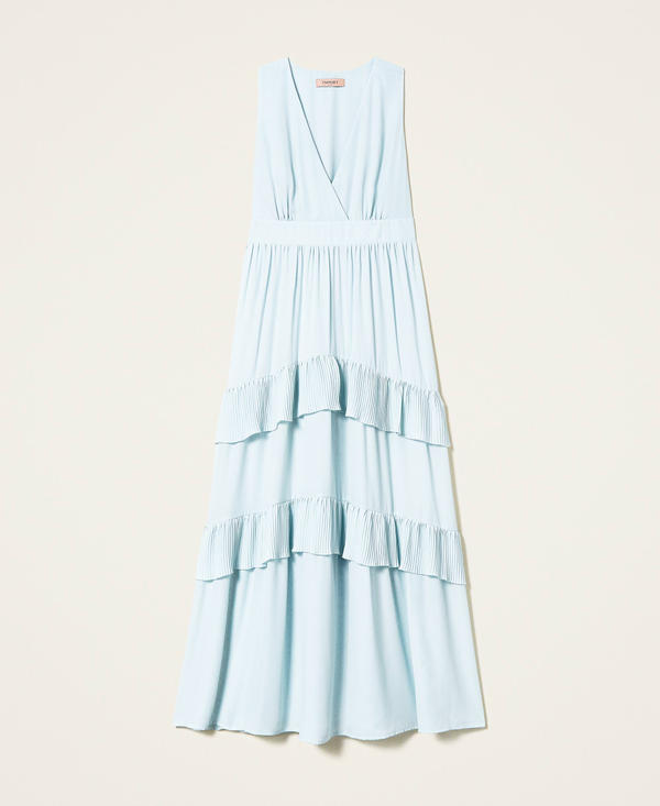 Long georgette dress with flounces