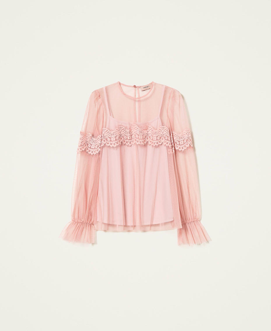 Tulle blouse with lace