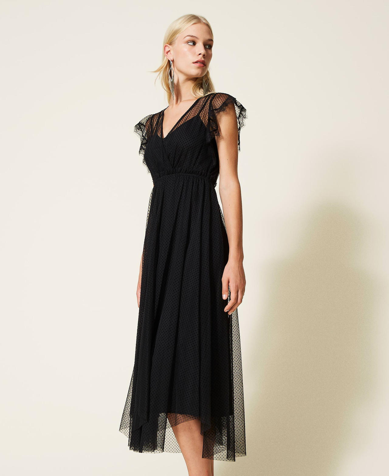 Full-length plumetis tulle dress