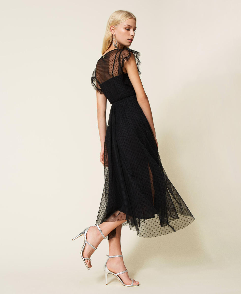 Abito lungo in tulle plumetis