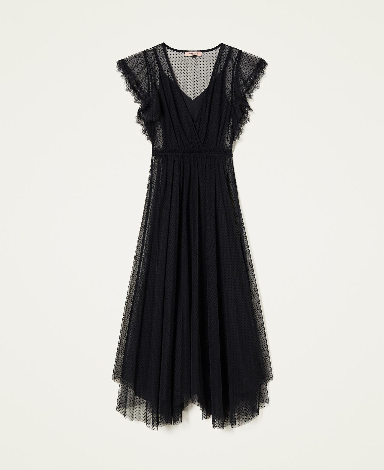 Full-length plumetis tulle dress