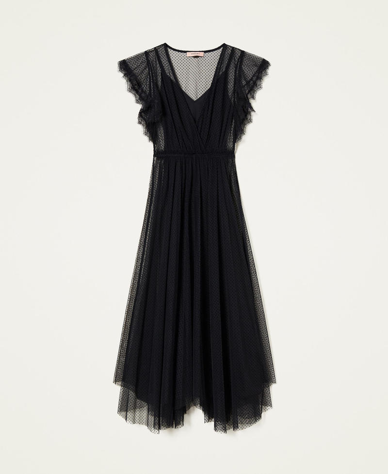 Длинное платье из тюля плюмети Черный женщина 999TN2130-0S
