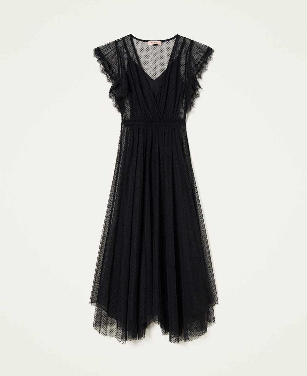 Abito lungo in tulle plumetis