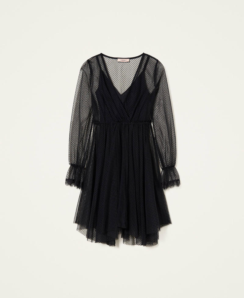 Короткое платье из тюля плюмети Черный женщина 999TN2131-0S