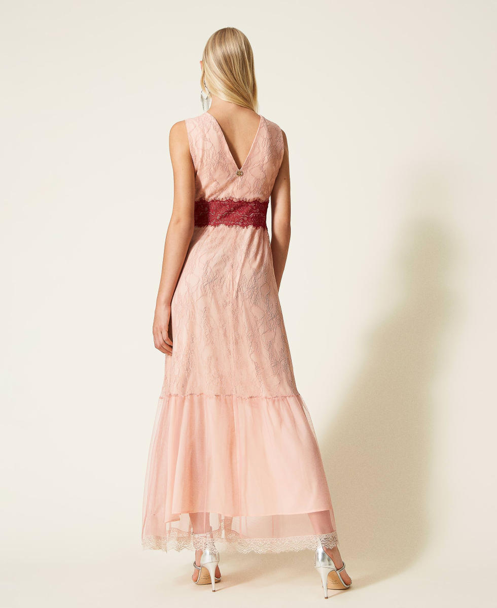 Valenciennes lace long dress Woman, Black | TWINSET Milano