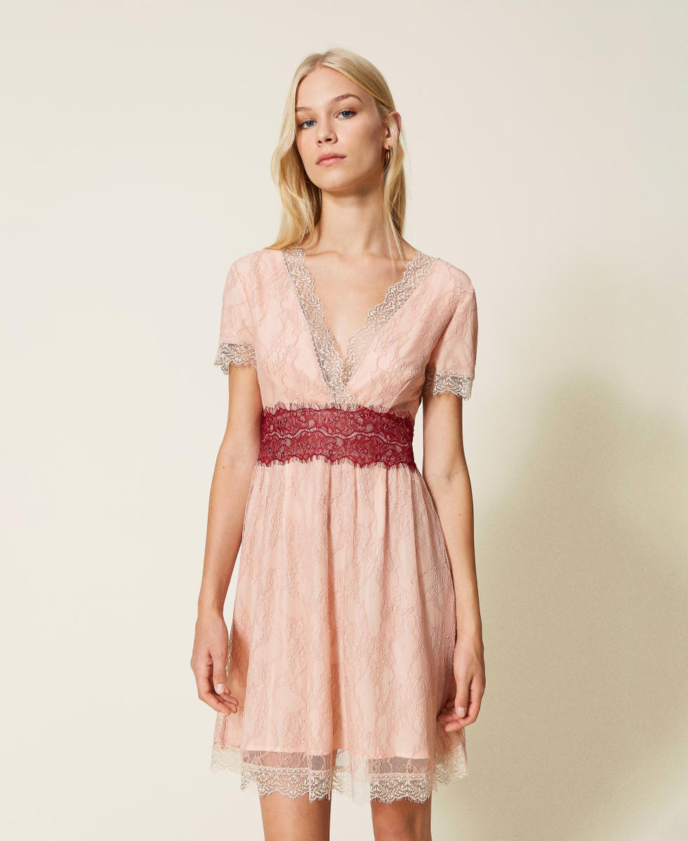 Abito corto in pizzo Valenciennes Donna Rosa TWINSET Milano