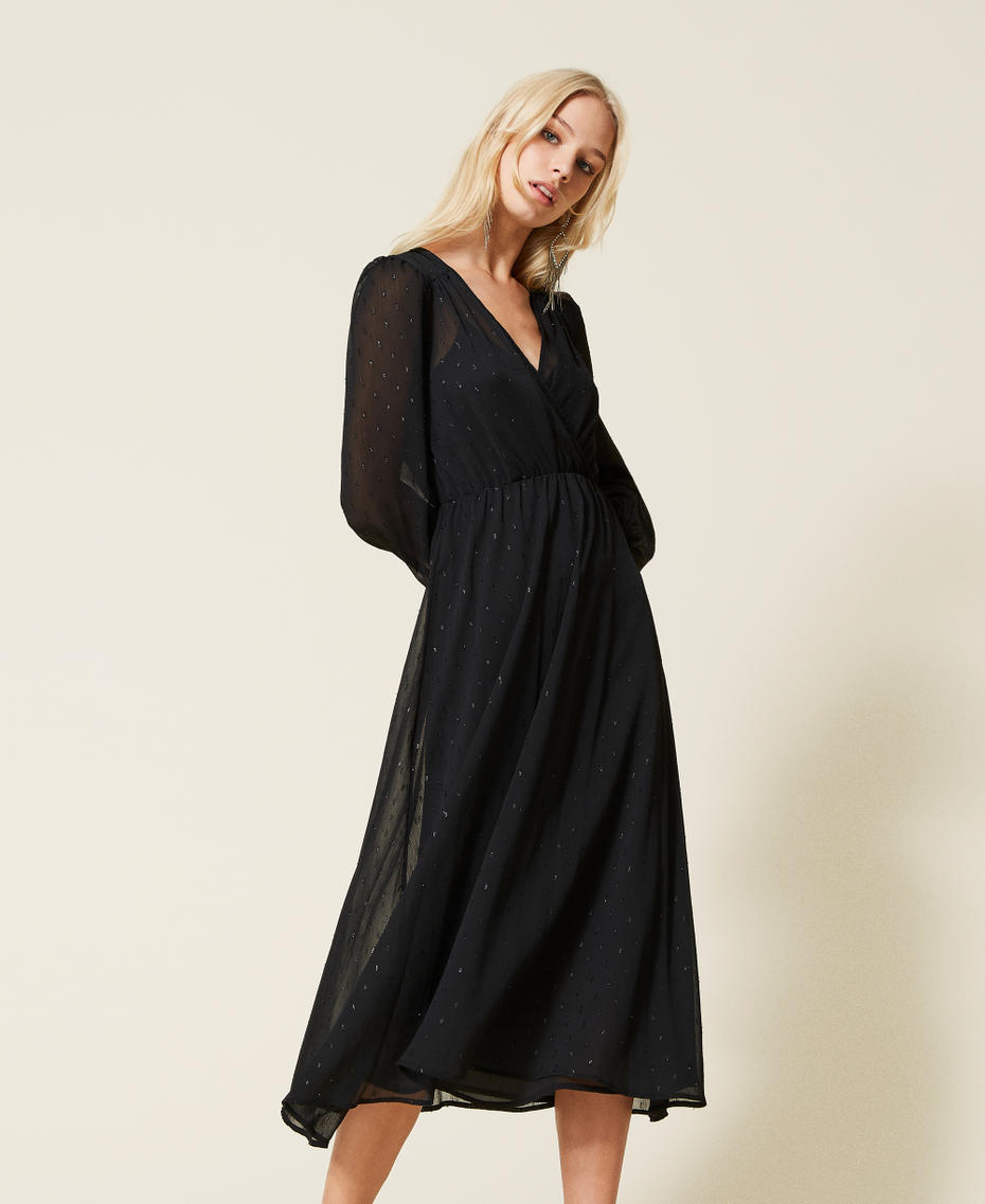 Robe longue en fil coup&eacute; lurex Noir Femme 999TN2140_00006_01