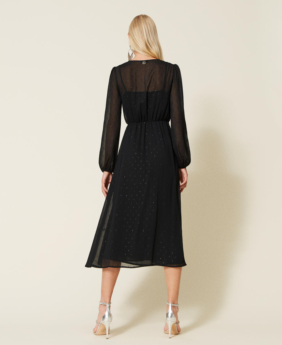 Abito lungo in fil coup&eacute; lurex Nero Donna 999TN2140_00006_04
