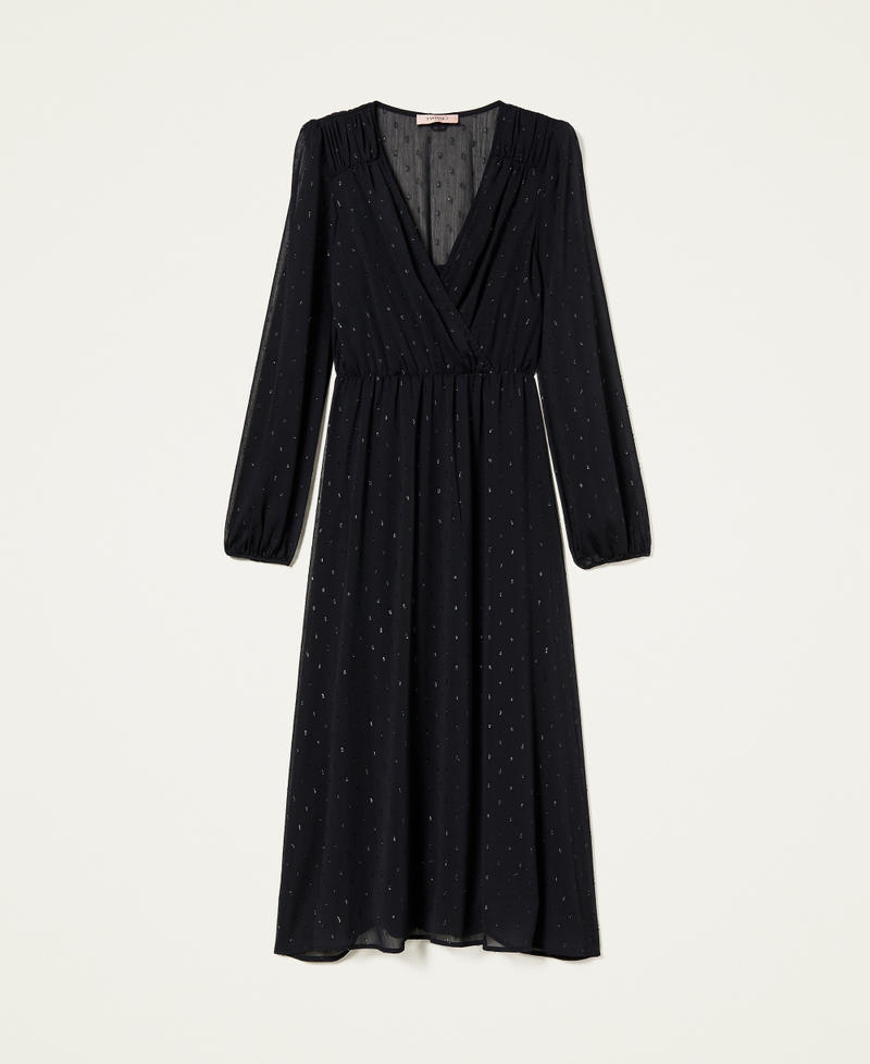 Robe longue en fil coup&eacute; lurex Noir Femme 999TN2140_00006_S0