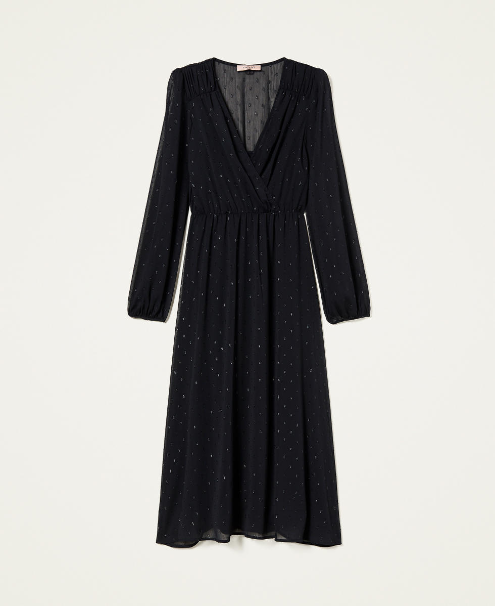 Abito lungo in fil coup&eacute; lurex Nero Donna 999TN2140_00006_S0