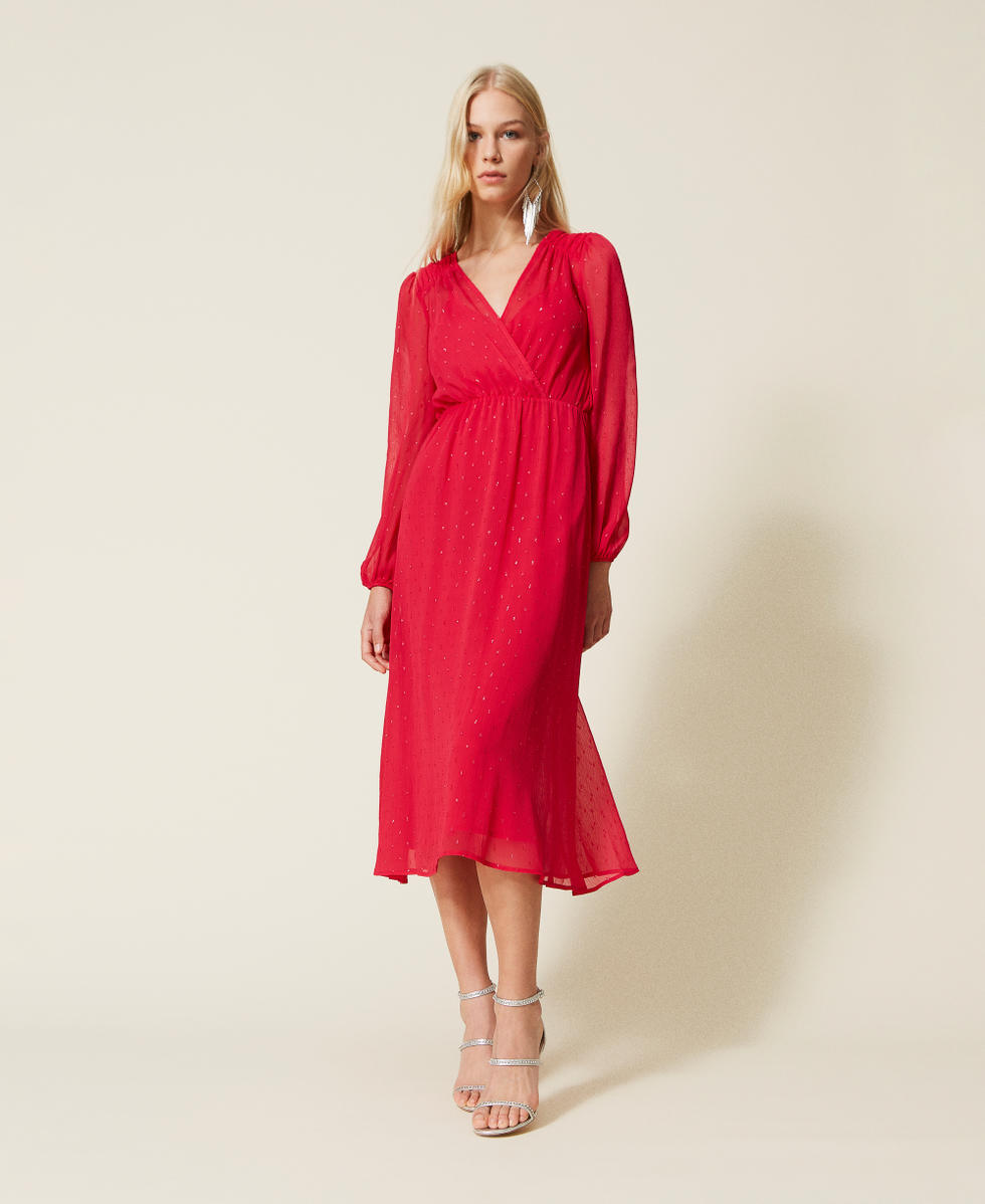 Maxikleid aus Fil-Coup&eacute; mit Lurexgarn