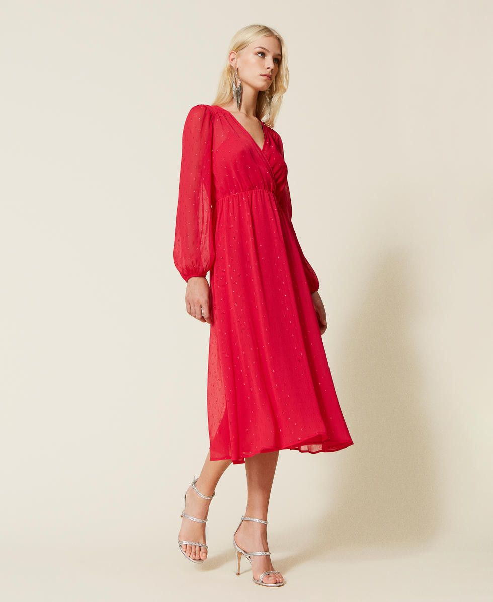 Maxikleid aus Fil-Coup&eacute; mit Lurexgarn