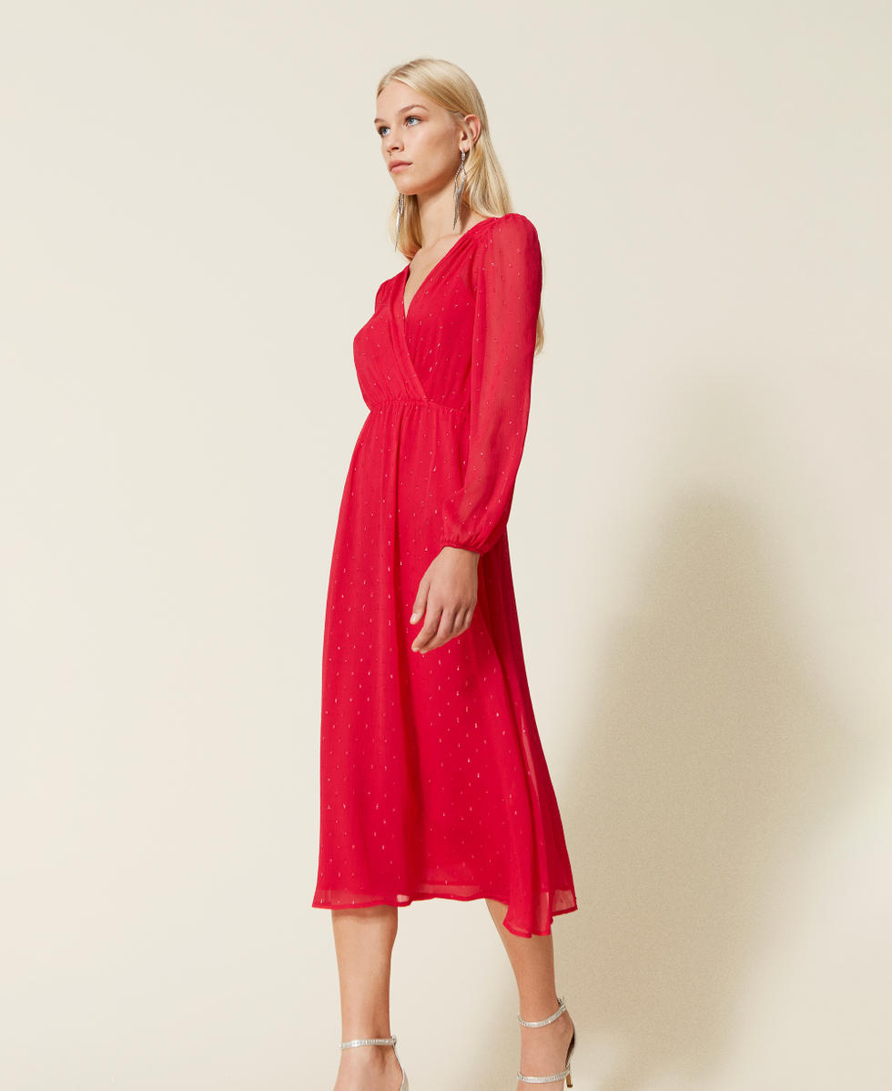 Maxikleid aus Fil-Coup&eacute; mit Lurexgarn