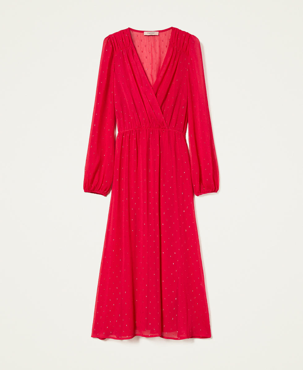 Maxikleid aus Fil-Coup&eacute; mit Lurexgarn