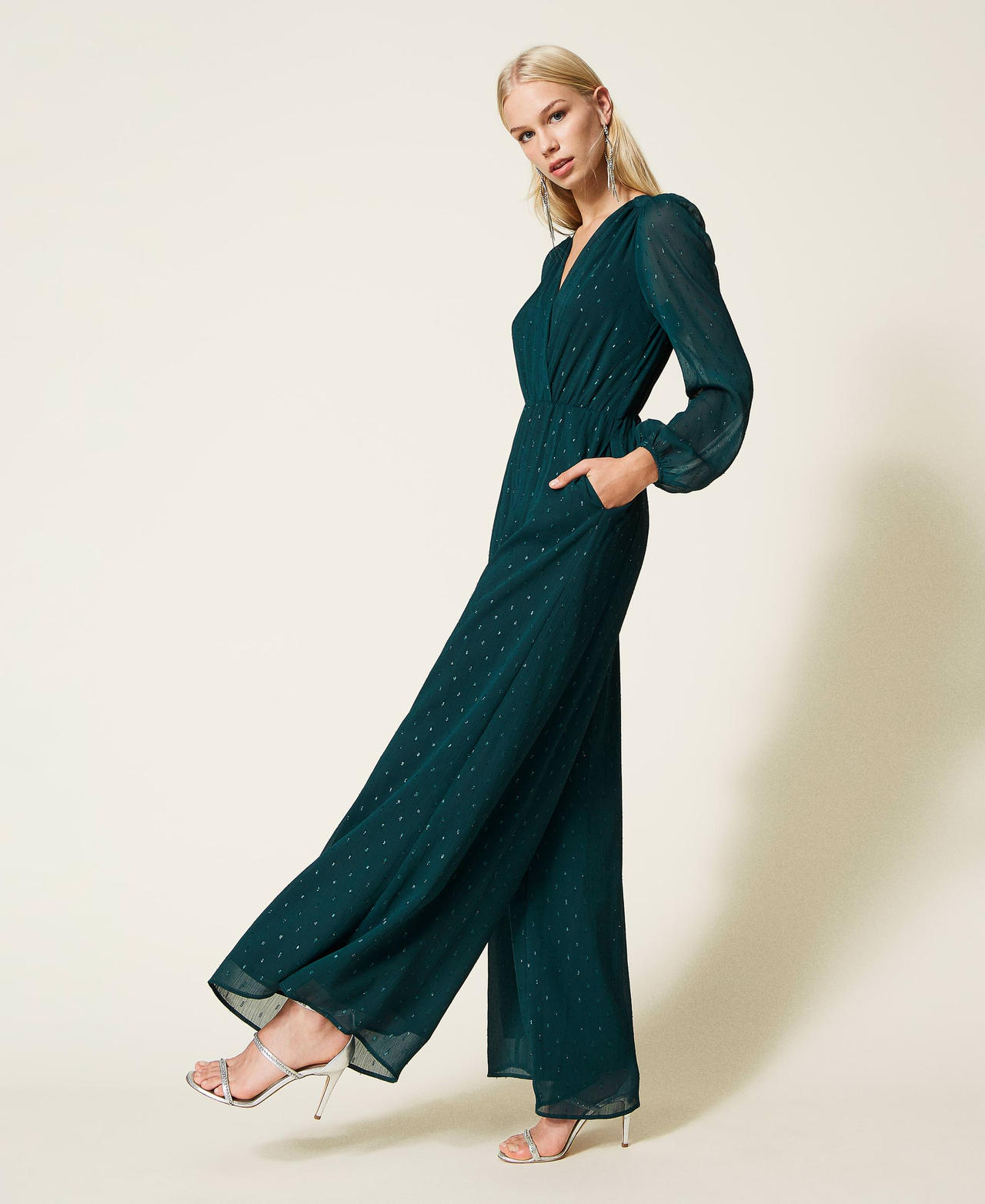 Lurex fil coup&eacute; jumpsuit Peppermint Woman 999TN2141_10695_02