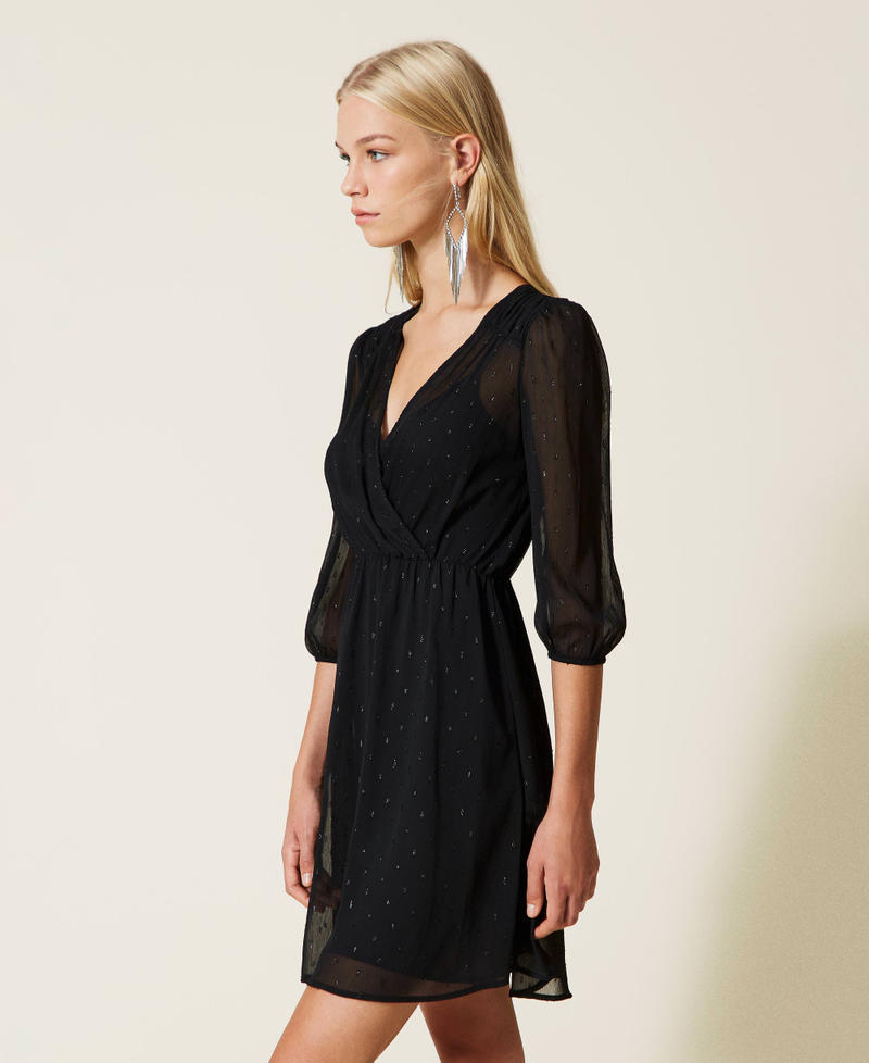 Abito corto in fil coup&eacute; lurex Nero Donna 999TN2142_00006_02