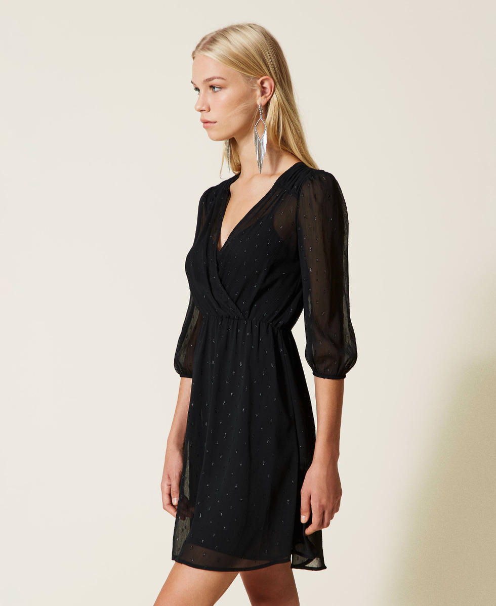 Abito corto in fil coup&eacute; lurex Nero Donna 999TN2142_00006_02