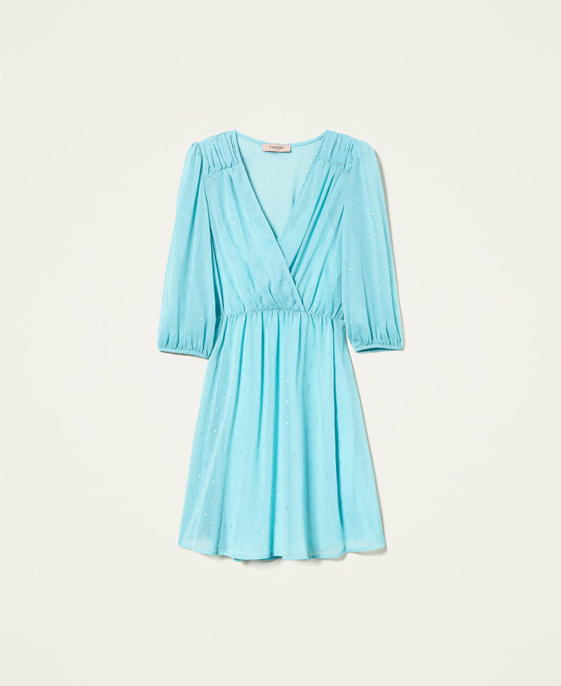 Lurex fil coup&eacute; short dress Marine Blue Woman 999TN2142_07181_S0