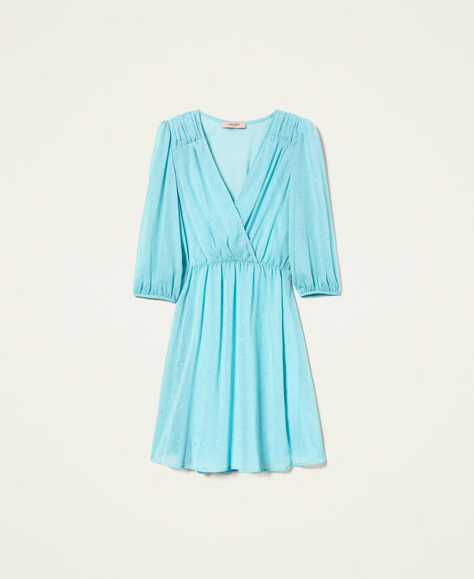 Lurex fil coup&eacute; short dress Marine Blue Woman 999TN2142_07181_S0