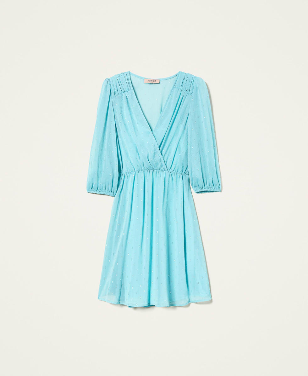 Robe courte en fil coup&eacute; lurex Bleu Marine Femme 999TN2142_07181_S0