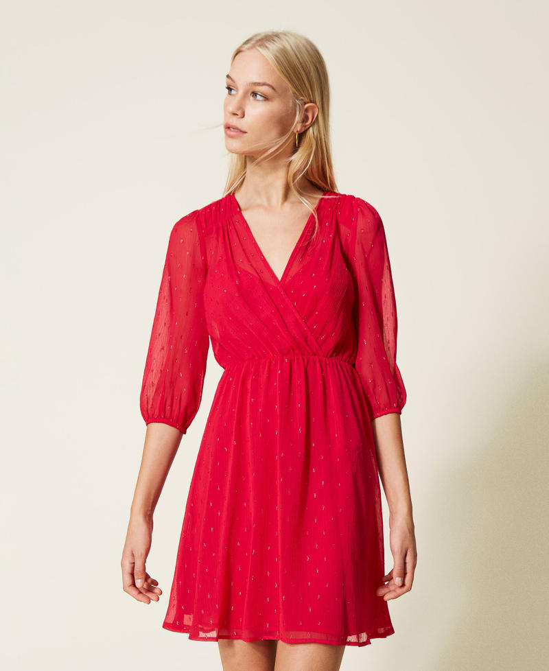 Abito corto in fil coup&eacute; lurex Hot Cerise Donna 999TN2142_10694_02